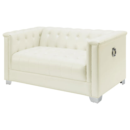Coaster Furniture Chaviano 505392 Upholstered Track Arm Loveseat - Pearl White IMAGE 3