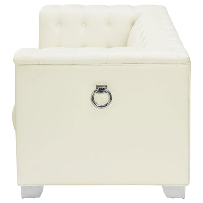 Coaster Furniture Chaviano 505392 Upholstered Track Arm Loveseat - Pearl White IMAGE 4