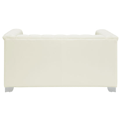 Coaster Furniture Chaviano 505392 Upholstered Track Arm Loveseat - Pearl White IMAGE 5
