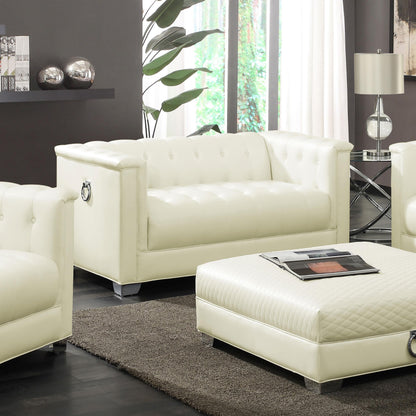 Coaster Furniture Chaviano 505392 Upholstered Track Arm Loveseat - Pearl White IMAGE 7