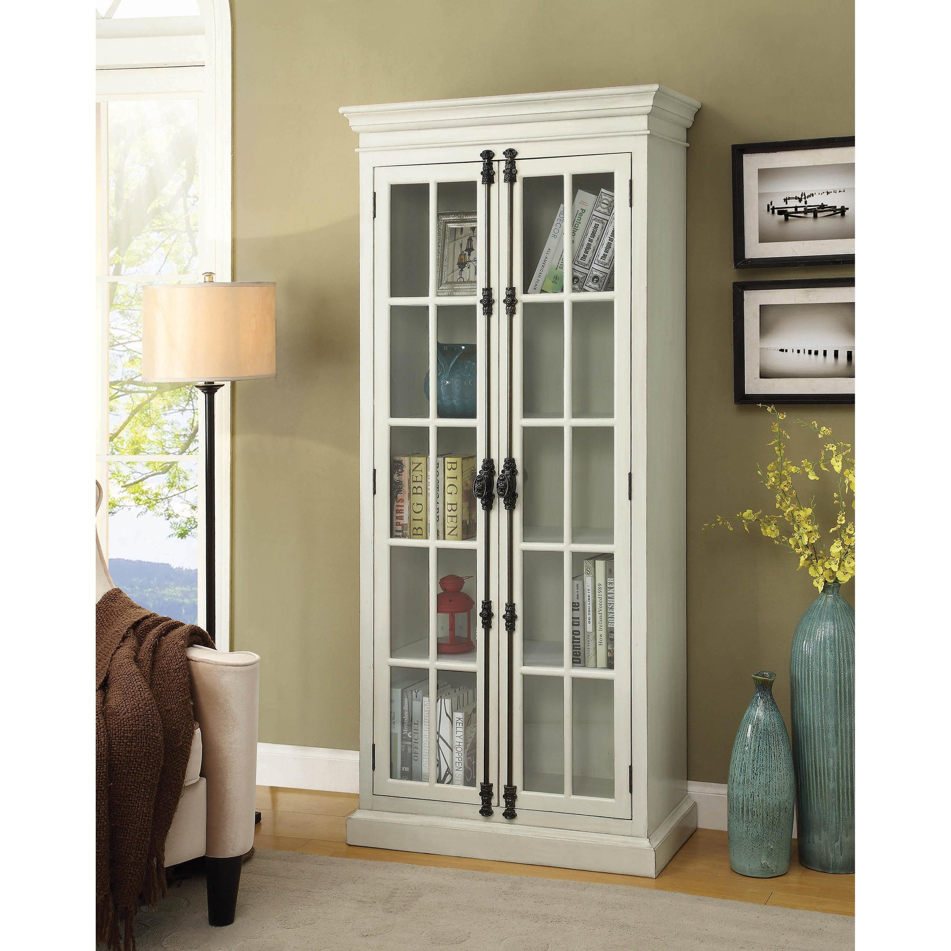 Coaster Furniture Toni 910187 2-door Wood Tall Storage Cabinet - Distressed White IMAGE 2