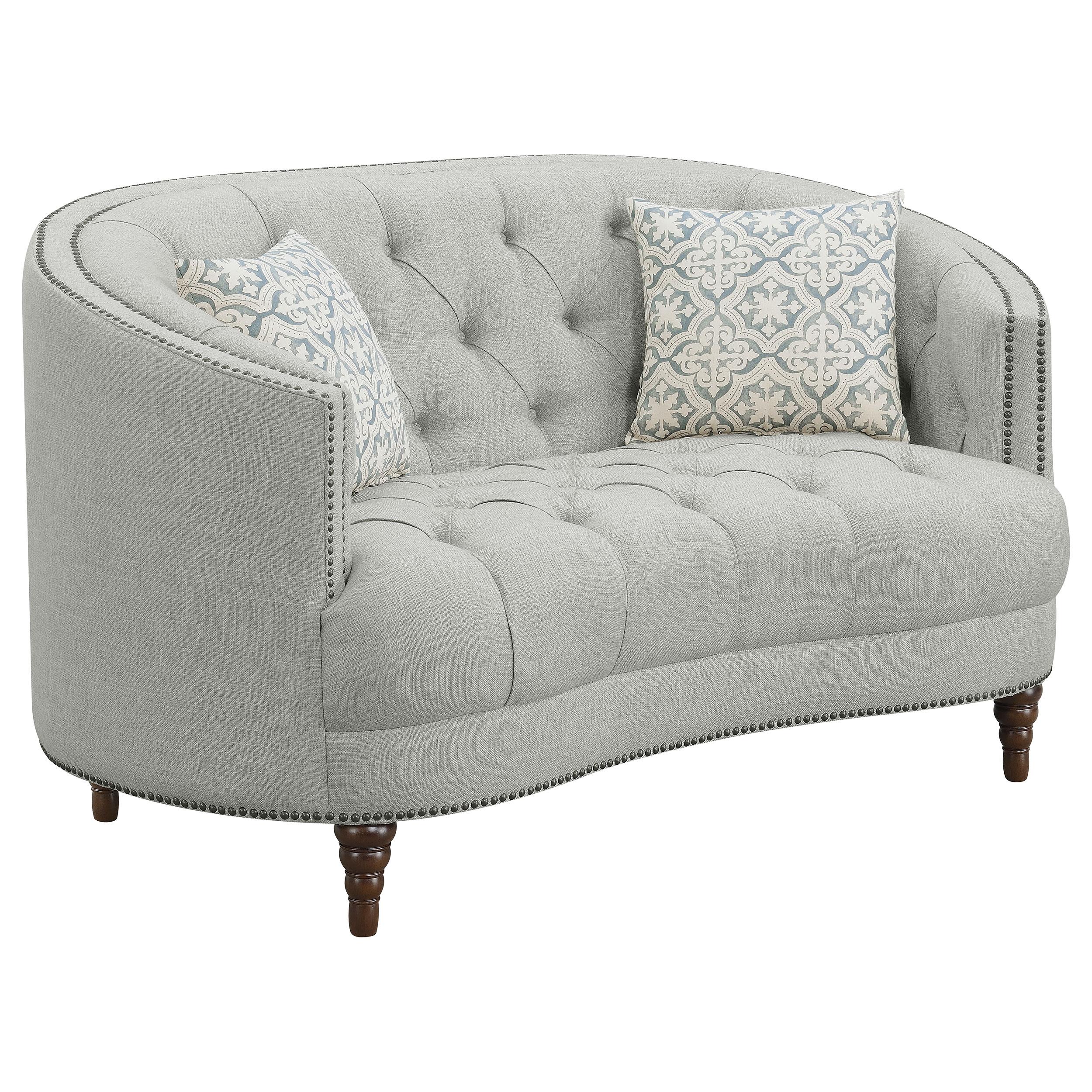 Coaster Furniture Avonlea 505642 Upholstered Sloped Arm Loveseat - Grey Fabric IMAGE 1
