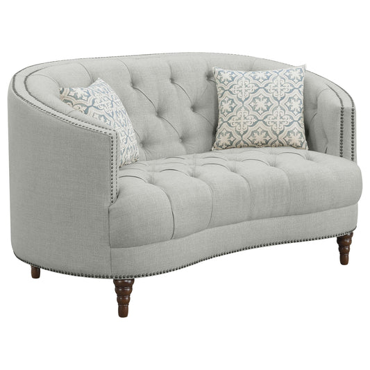 Coaster Furniture Avonlea 505642 Upholstered Sloped Arm Loveseat - Grey Fabric IMAGE 1