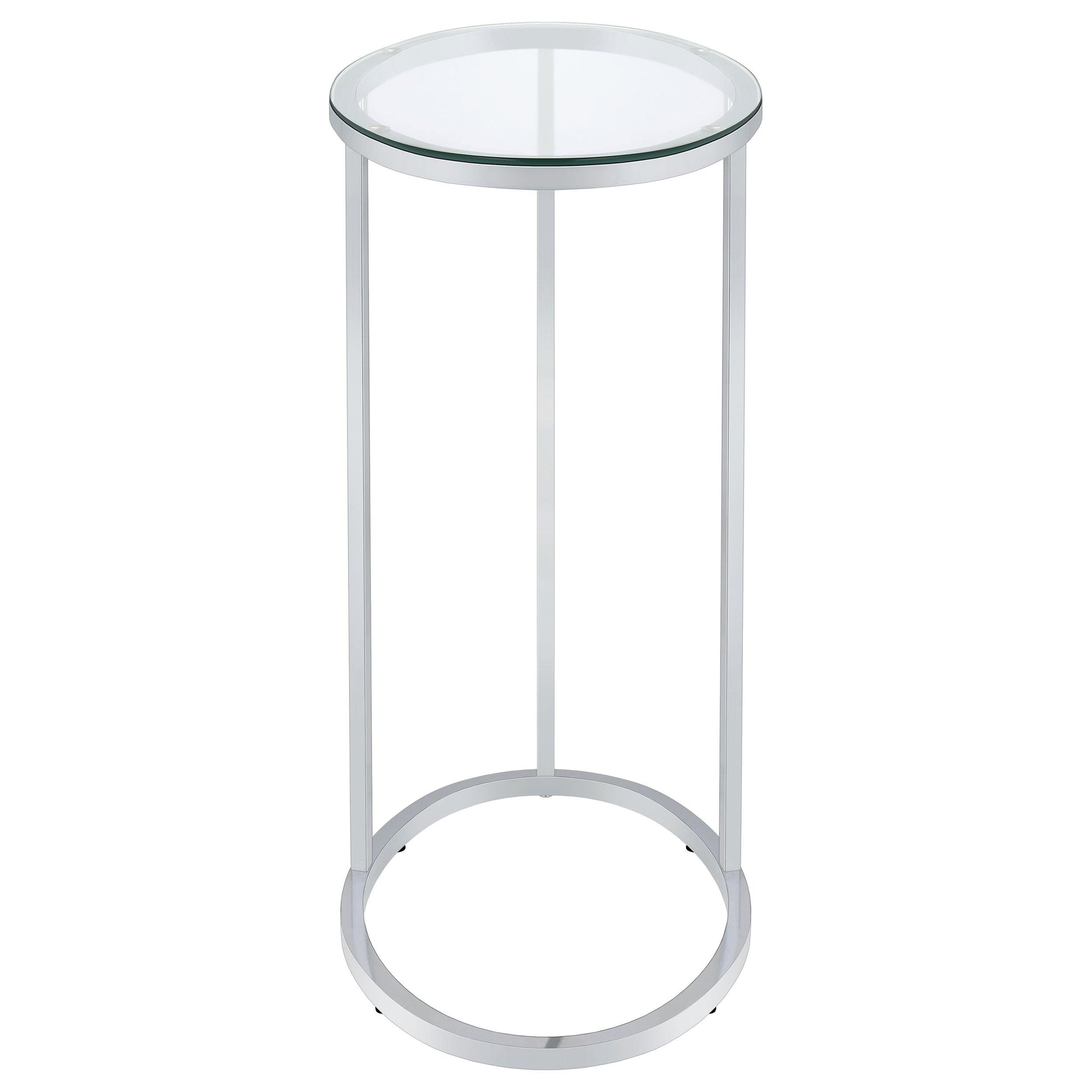Coaster Furniture Kyle 902927 Oval Glass Top C-Shaped Sofa Side Table - Chrome IMAGE 2