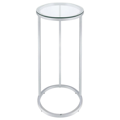 Coaster Furniture Kyle 902927 Oval Glass Top C-Shaped Sofa Side Table - Chrome IMAGE 2