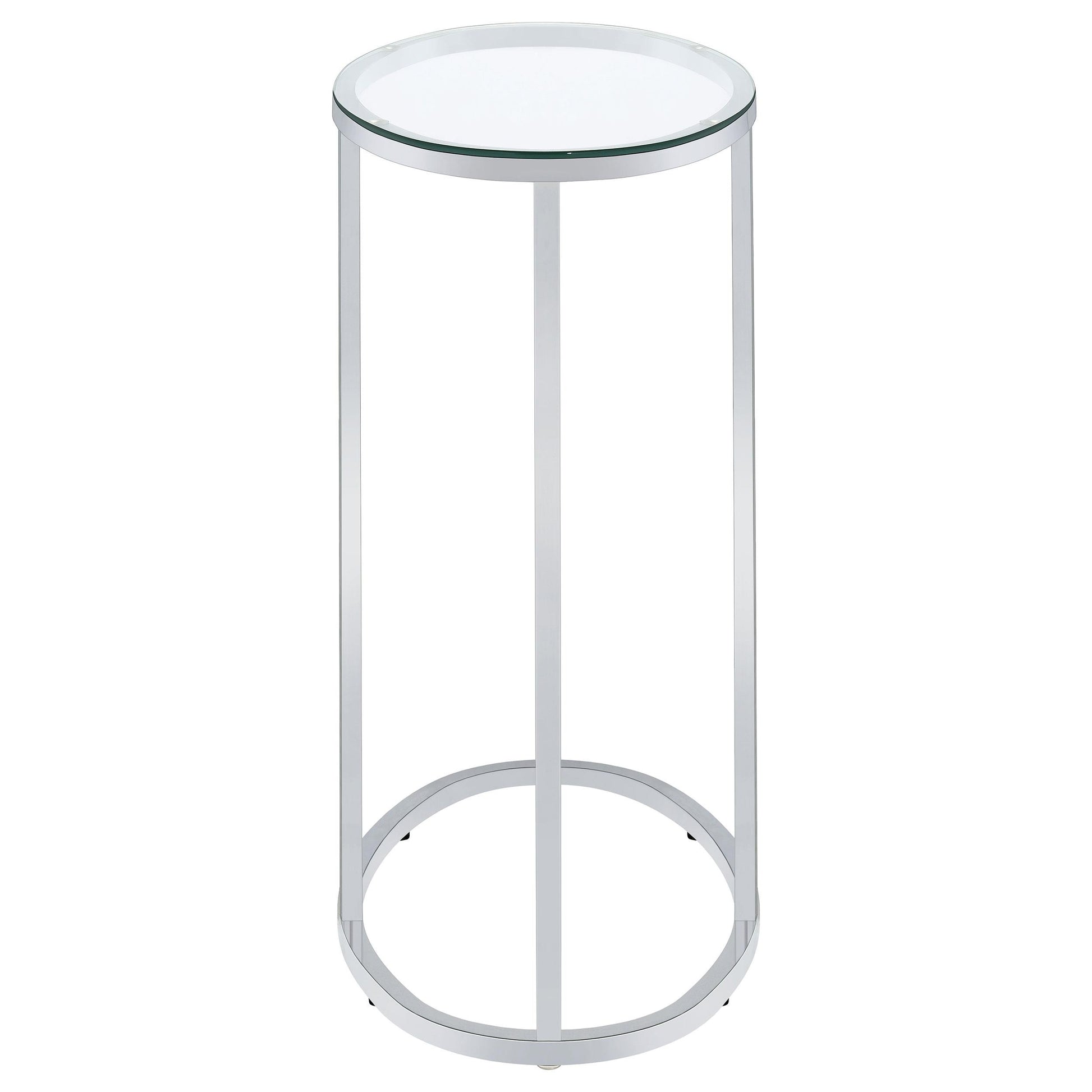 Coaster Furniture Kyle 902927 Oval Glass Top C-Shaped Sofa Side Table - Chrome IMAGE 5