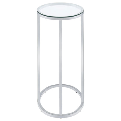 Coaster Furniture Kyle 902927 Oval Glass Top C-Shaped Sofa Side Table - Chrome IMAGE 5