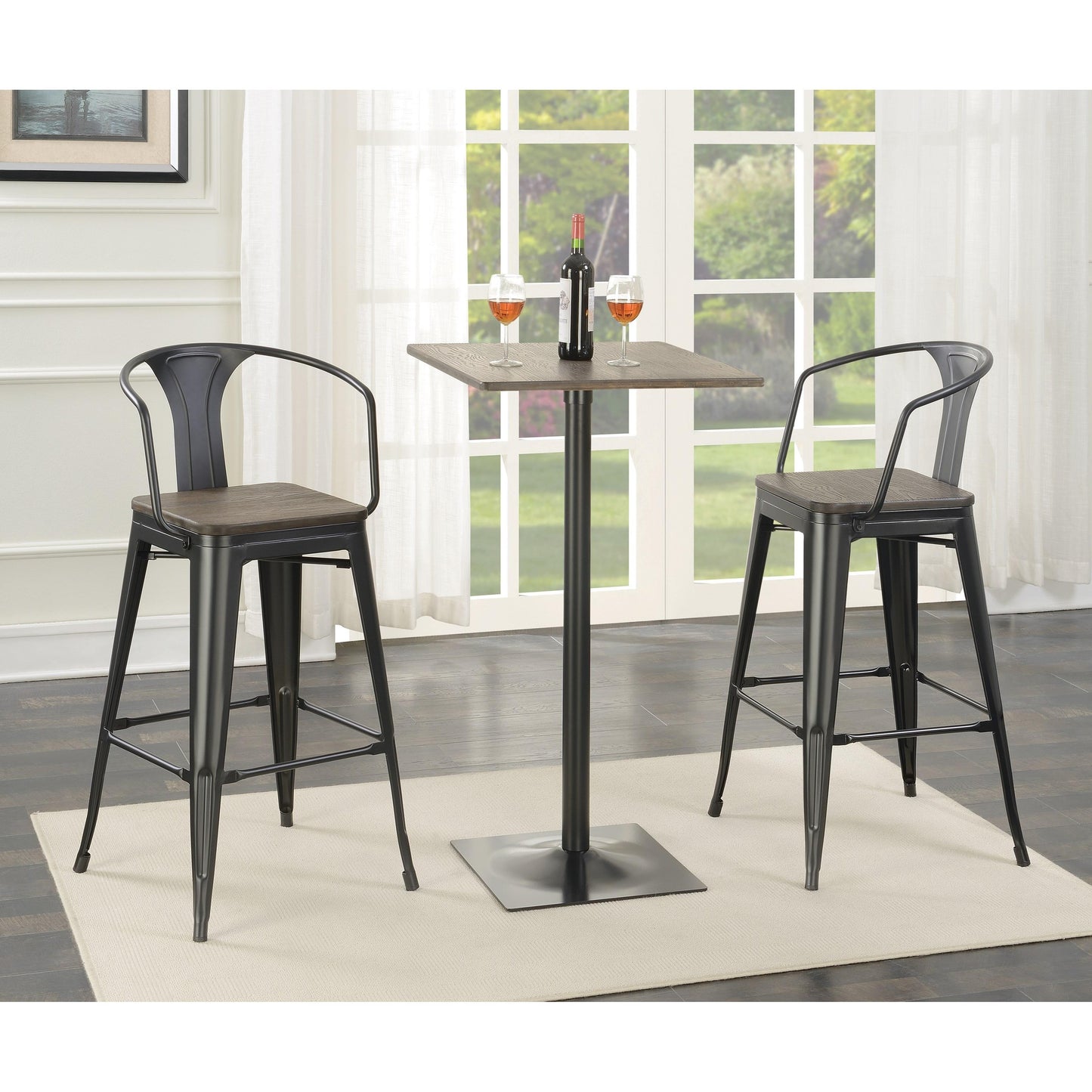 Coaster Furniture Cavalier 100730 Square 24-inch Pub Height Bistro Bar Table - Dark Elm IMAGE 3