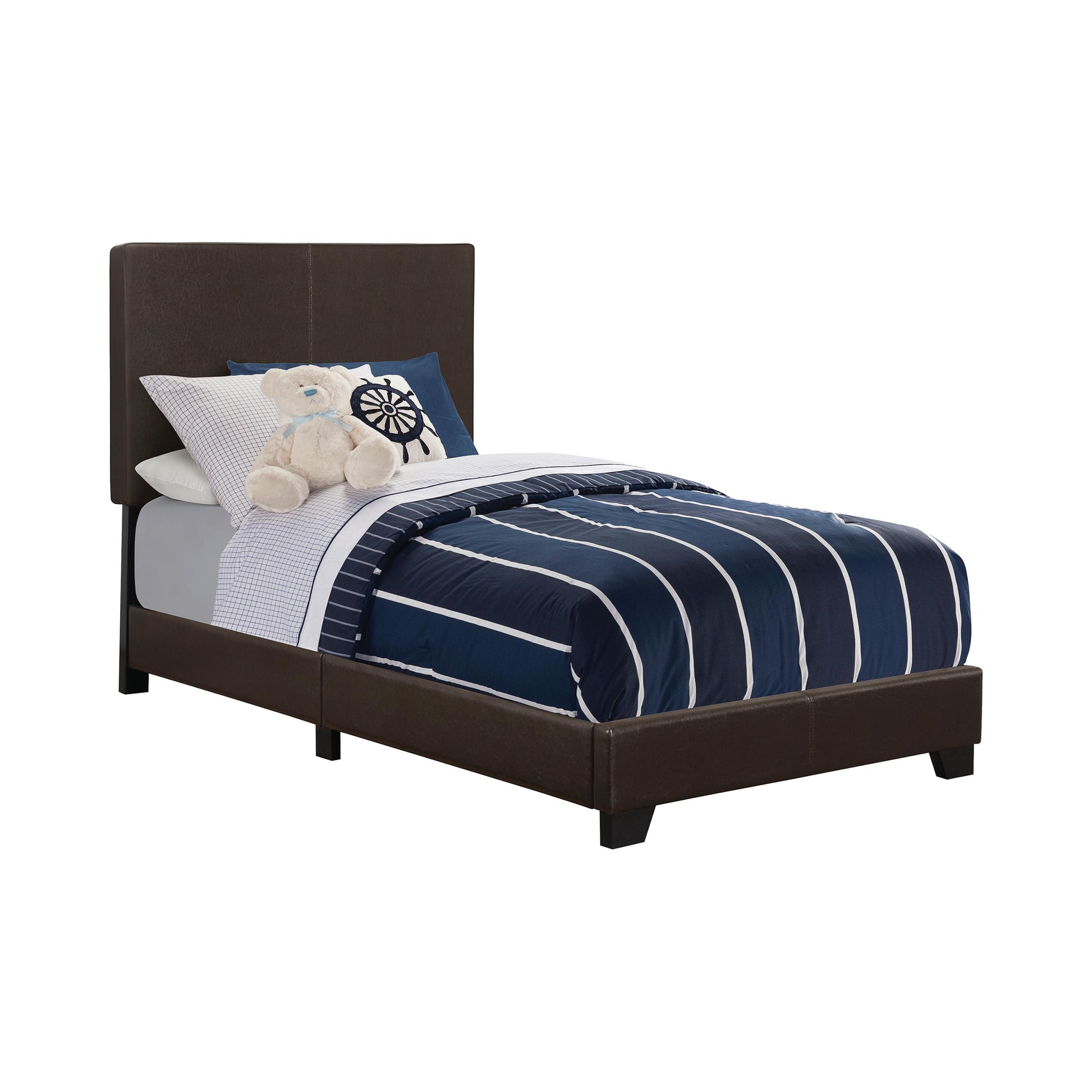  Coaster Furniture Dorian 300762T Faux Leather Upholstered Twin Panel Bed - Brown IMAGE 1