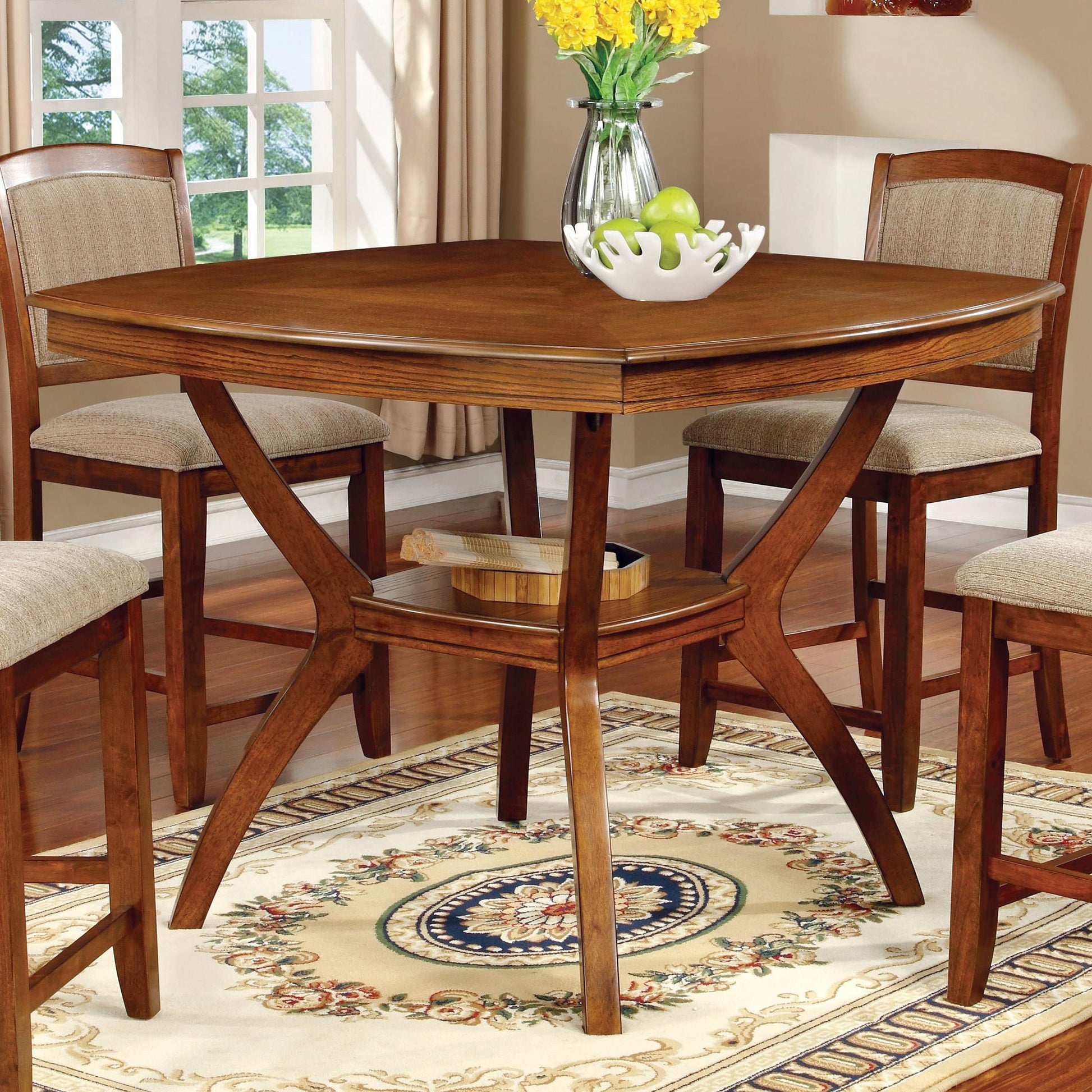  Furniture of America Square Redding II Counter Height Dining Table with Pedestal Base CM3026W-PT IMAGE 1