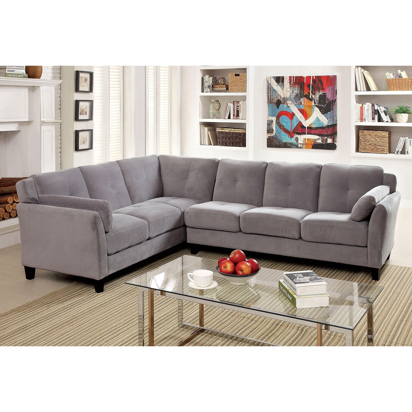  Furniture of America Peever II Fabric 2 pc Sectional CM6368GY-SECTIONAL IMAGE 1