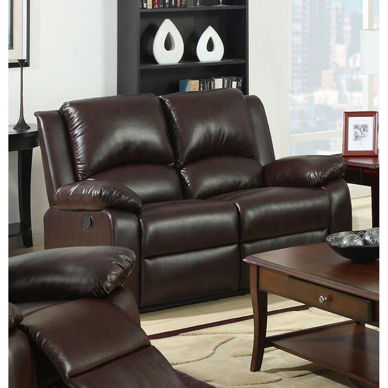  Furniture of America Oxford Manual Reclining Leather Loveseat CM6555-L IMAGE 1