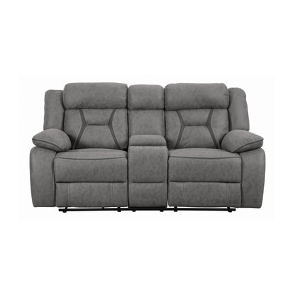 Coaster Furniture Higgins 602262 Upholstered Motion Reclining Loveseat - Grey IMAGE 2