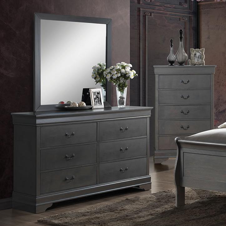  Furniture of America Louis Philippe III Dresser Mirror CM7866GY-M IMAGE 2