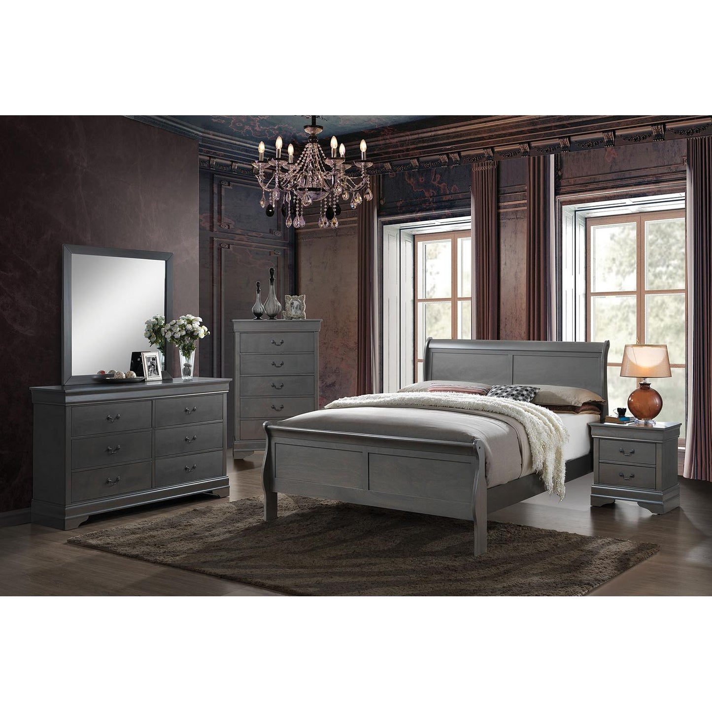  Furniture of America Louis Philippe III 5-Drawer Chest CM7866GY-C IMAGE 2