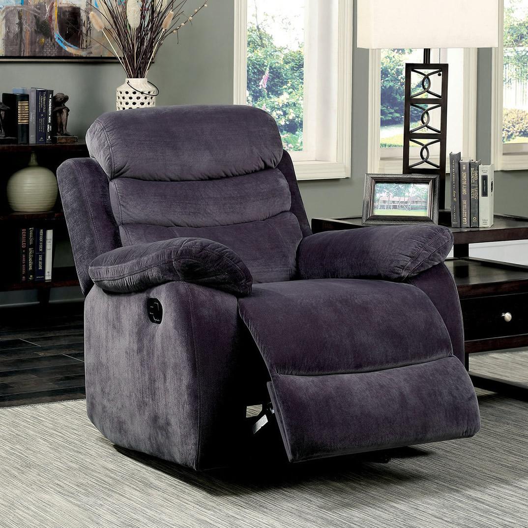 Furniture of America Leigh Manual Fabric Recliner CM6238-CH IMAGE 1