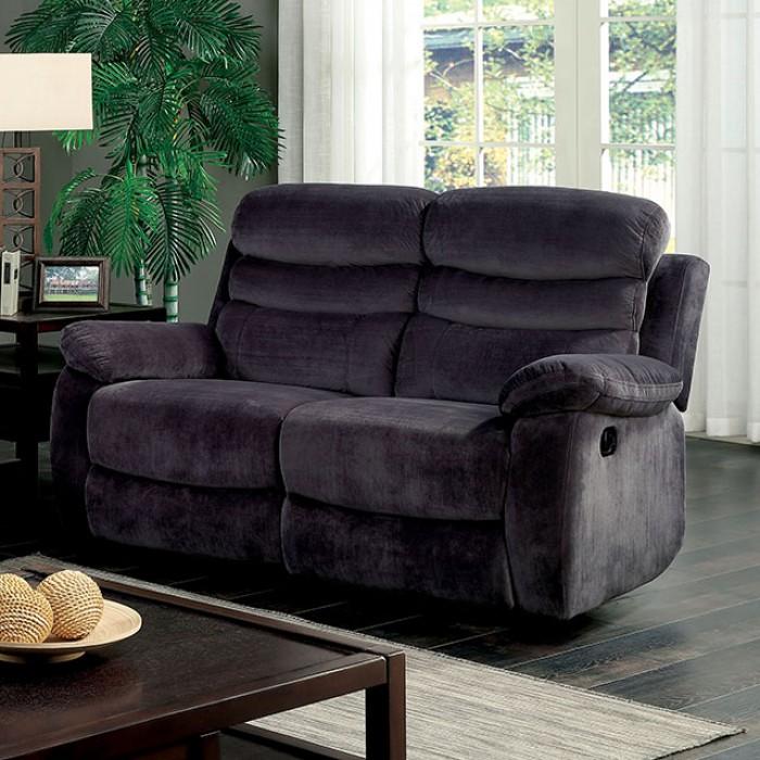  Furniture of America Leigh Manual Reclining Fabric Loveseat CM6238-LV IMAGE 1