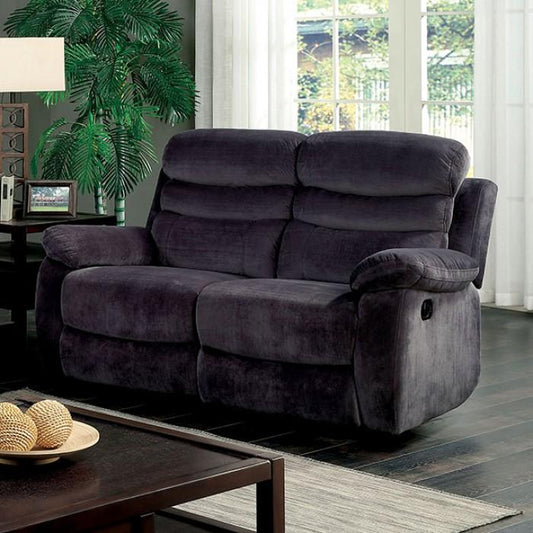  Furniture of America Leigh Manual Reclining Fabric Loveseat CM6238-LV IMAGE 1