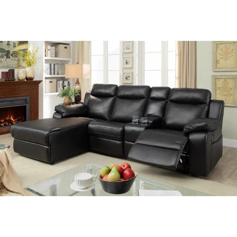  Furniture of America Hardy Manual Reclining Leather 2 pc Sectional CM6781BK-SECTIONAL IMAGE 1