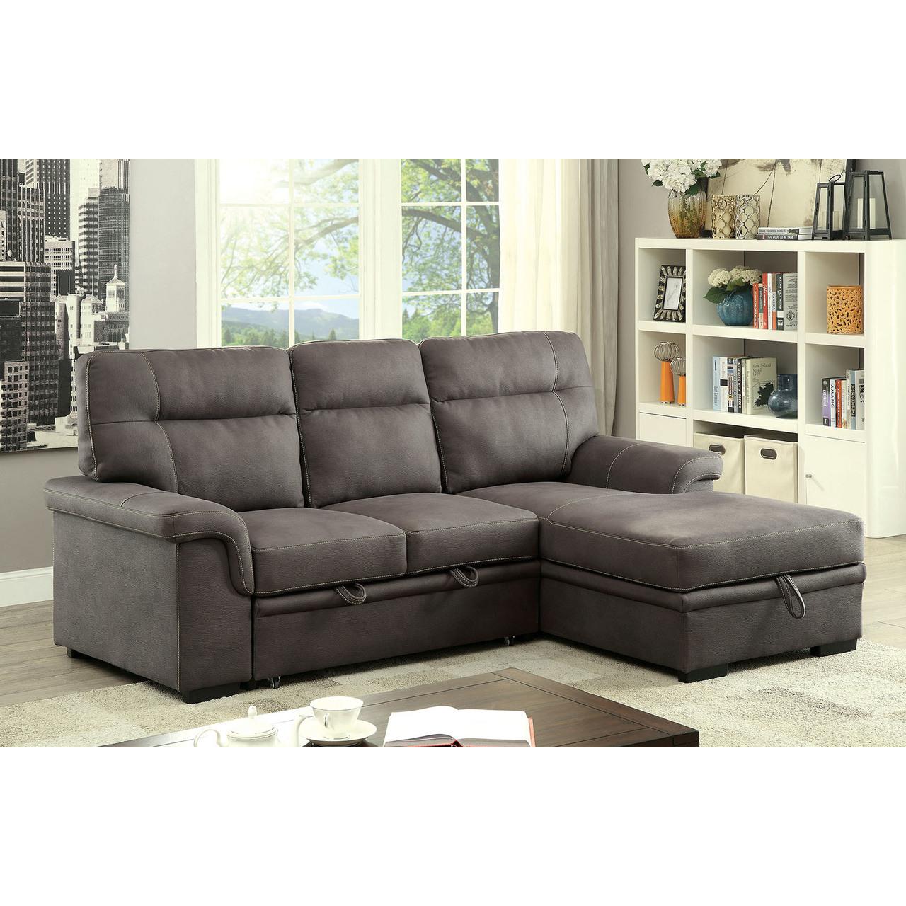  Furniture of America Blaire Stationary Faux Leather Sleeper Sectional CM6839-SECTIONAL IMAGE 2