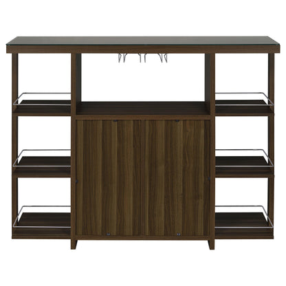 Coaster Furniture Evelio 100439 6-shelf Glass Top Home Bar Wine Cabinet - Walnut IMAGE 6