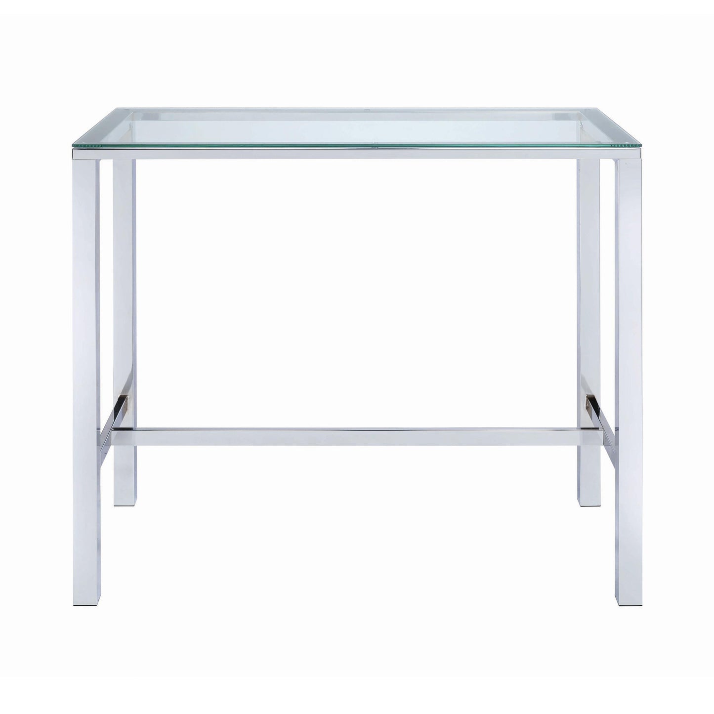 Coaster Furniture Tolbert 104873 Rectangular 47-inch Glass Top Pub Bar Table - Chrome IMAGE 2