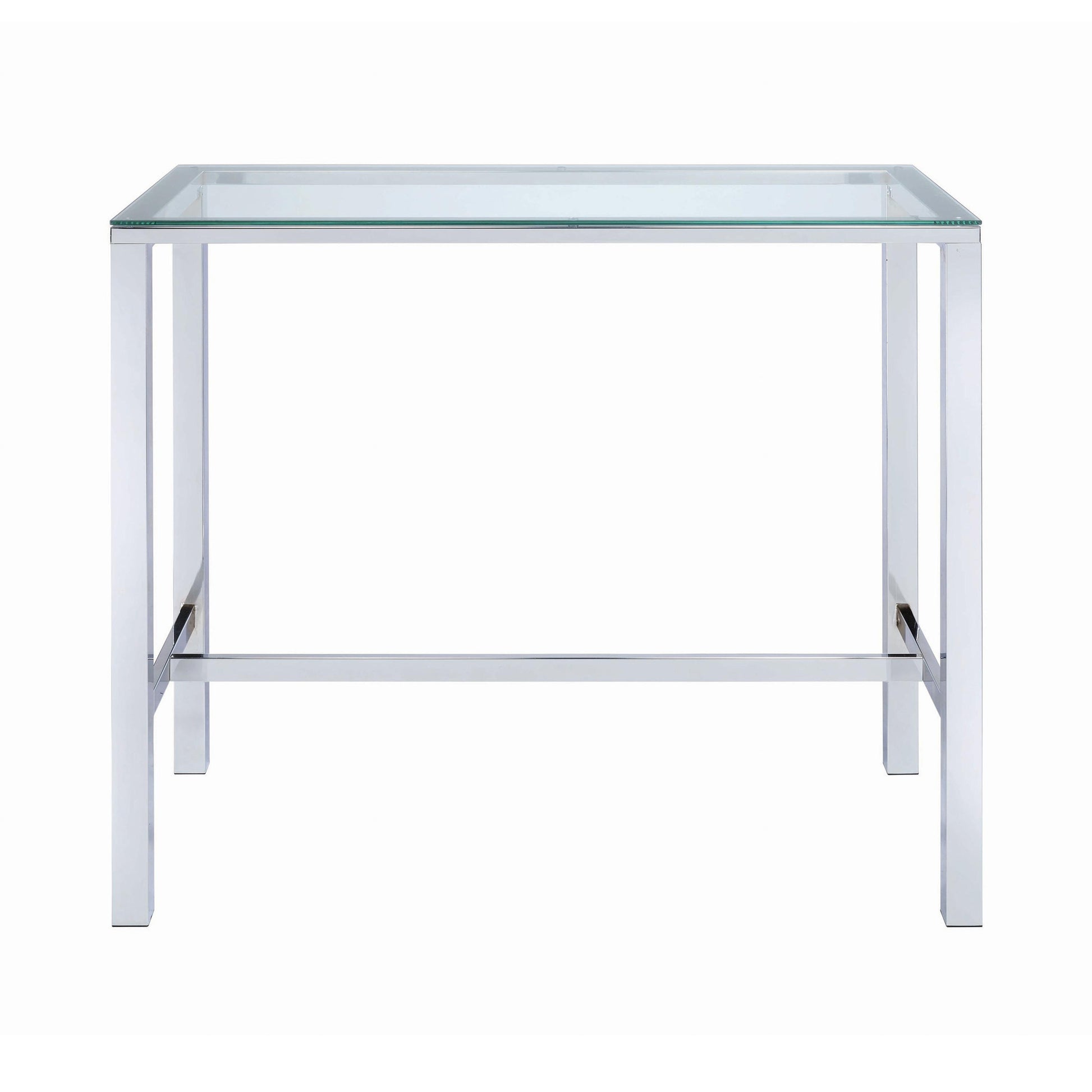 Coaster Furniture Tolbert 104873 Rectangular 47-inch Glass Top Pub Bar Table - Chrome IMAGE 2