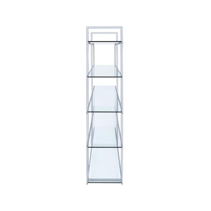 Coaster Furniture Elmer 801304 63-inch 5-shelf Bookshelf - Clear and Chrome IMAGE 3