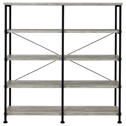 Coaster Furniture Analiese 801544 63-inch 4-shelf Double Bookshelf - Grey Driftwood IMAGE 2