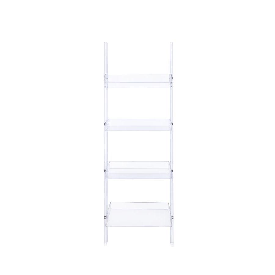  Coaster Furniture Amaturo 801553 72-inch 4-shelf Acrylic Ladder Bookshelf - Clear IMAGE 1