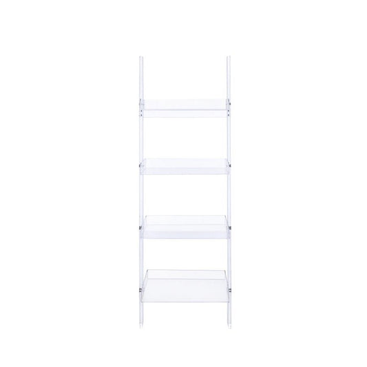  Coaster Furniture Amaturo 801553 72-inch 4-shelf Acrylic Ladder Bookshelf - Clear IMAGE 1