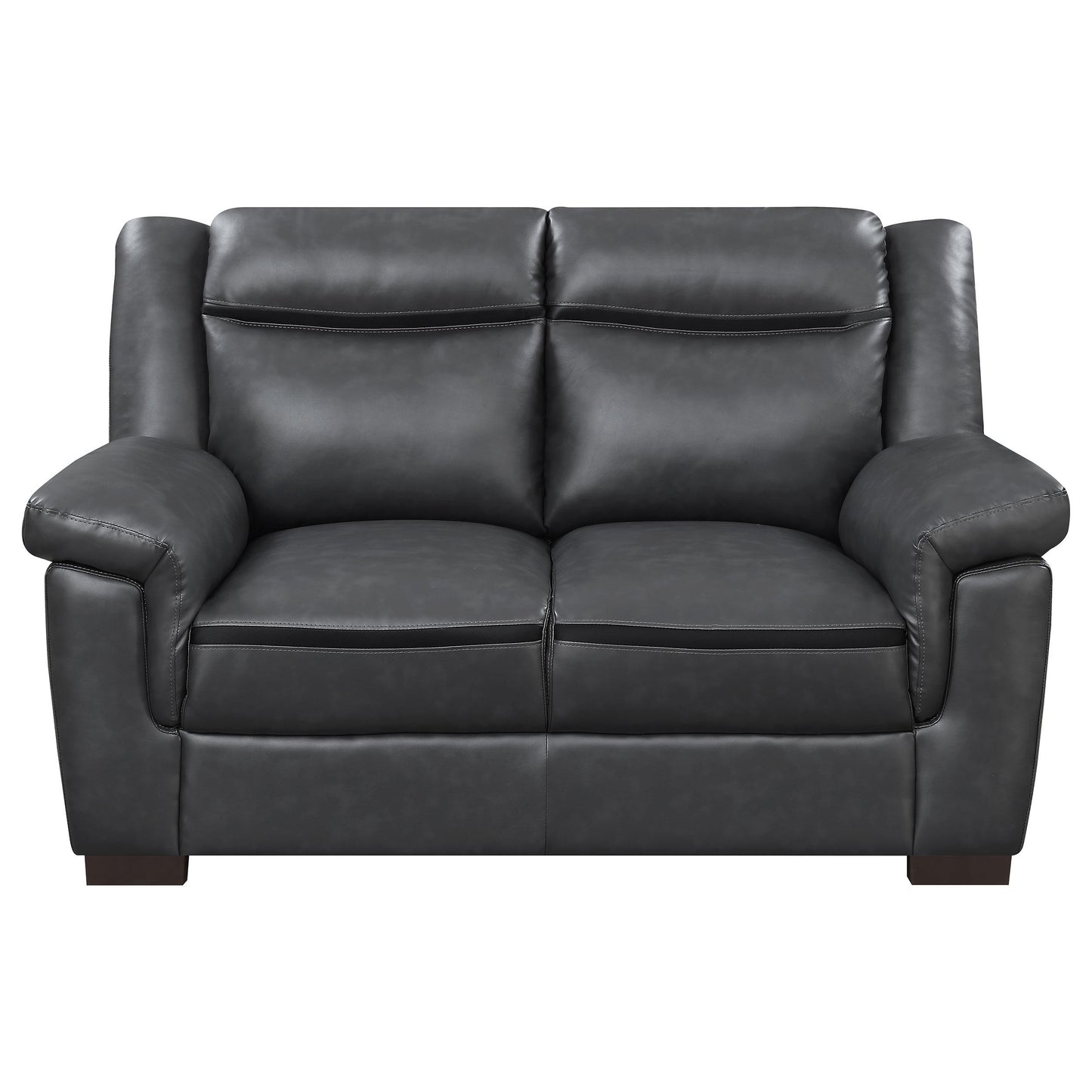  Coaster Furniture Arabella 506592 Upholstered Padded Arm Loveseat - Grey IMAGE 2