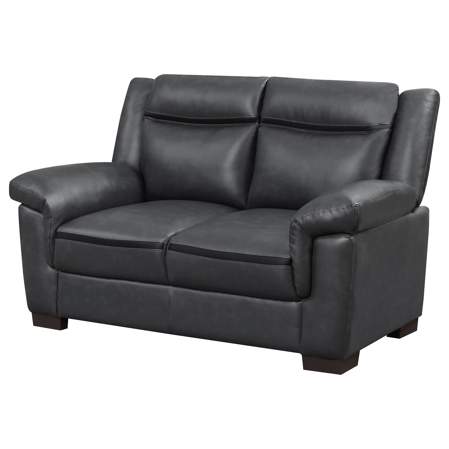  Coaster Furniture Arabella 506592 Upholstered Padded Arm Loveseat - Grey IMAGE 3