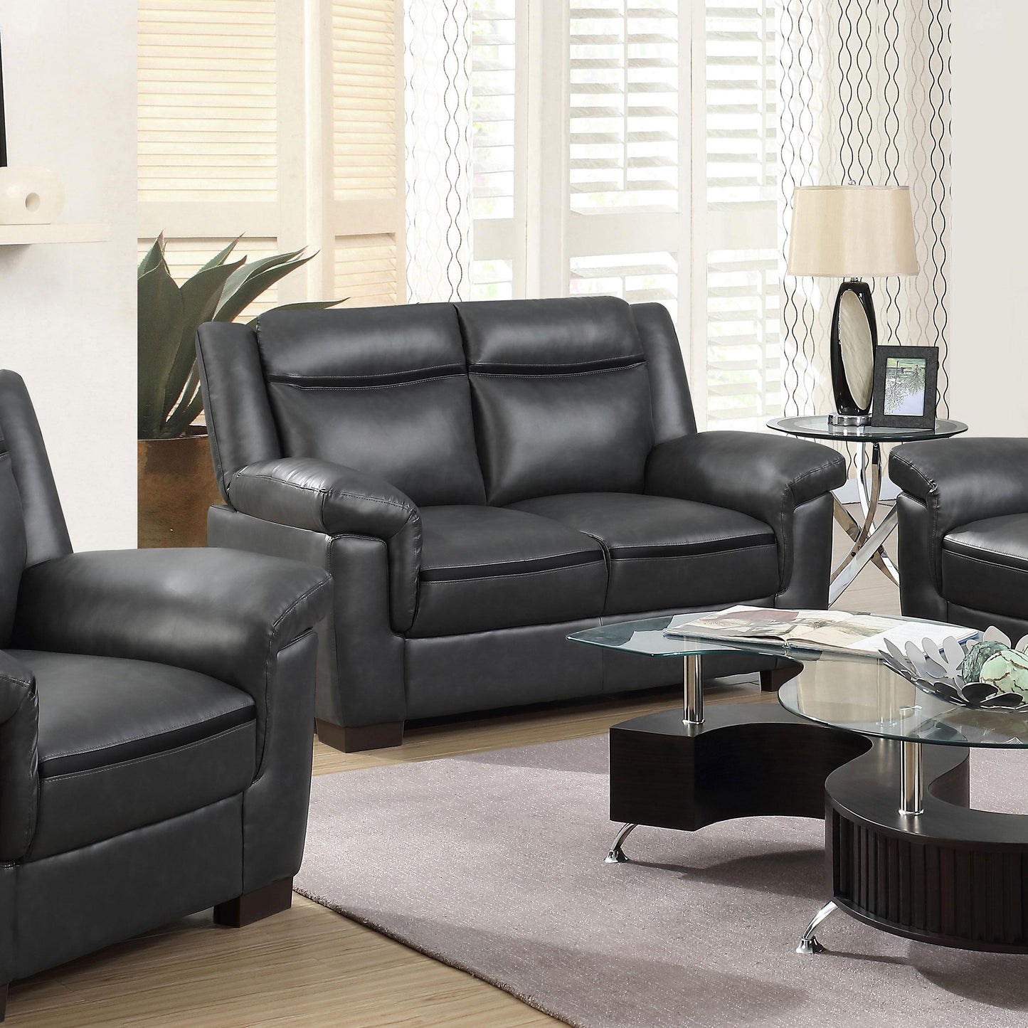  Coaster Furniture Arabella 506592 Upholstered Padded Arm Loveseat - Grey IMAGE 5