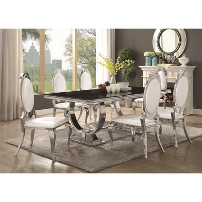 Coaster Furniture Antoine 107871 Rectangular 95-inch Glass Top Dining Table - Black IMAGE 2
