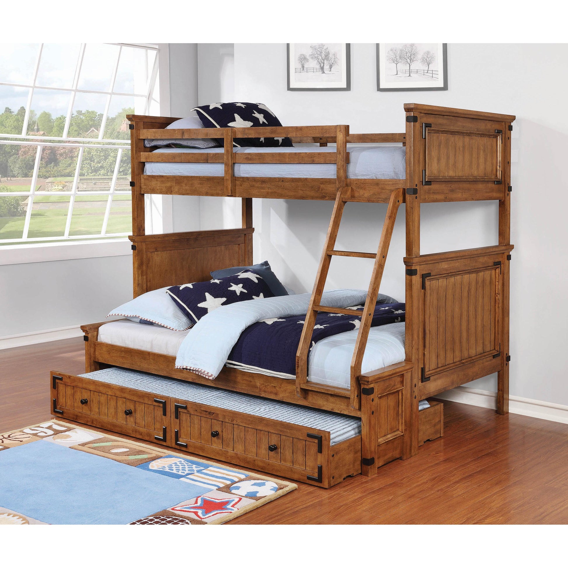 Coaster Furniture Oakdale 300676 Wood Storage Trundle - Rustic Honey IMAGE 5