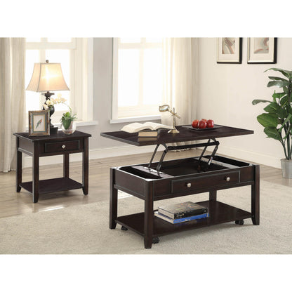 Coaster Furniture Bradford 721037 1-Drawer Square Wood End Table - Walnut IMAGE 2
