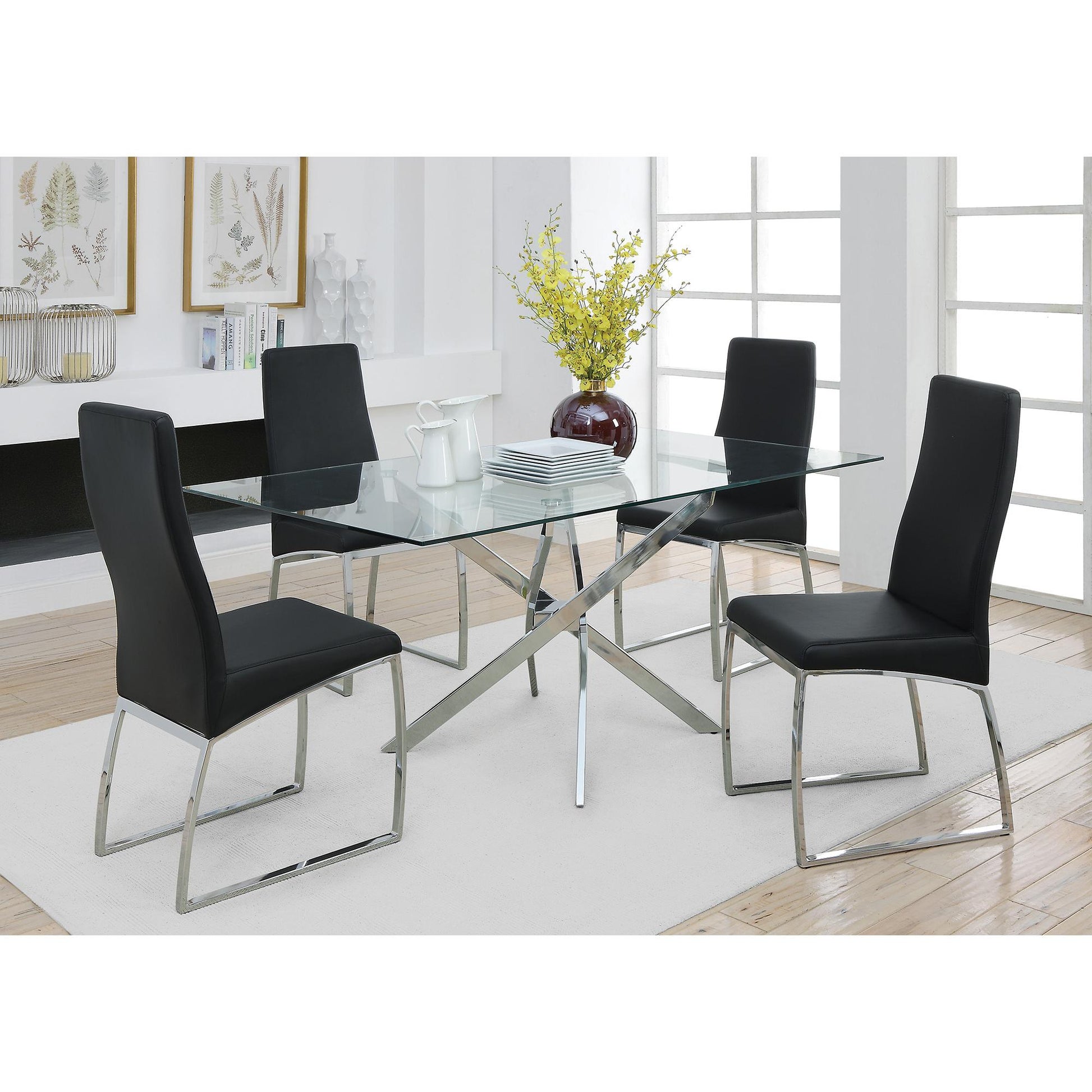 Coaster Furniture Carmelo 107931 Rectangular 66-inch Glass Top Dining Table - Chrome IMAGE 3