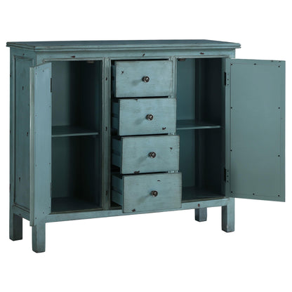 Coaster Furniture Rue 950736 4-Drawer Wood Trellis Accent Storage Cabinet - Blue IMAGE 3