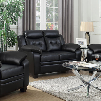 Coaster Furniture Finley 506552 Upholstered Padded Arm Tufted Loveseat - Black IMAGE 7
