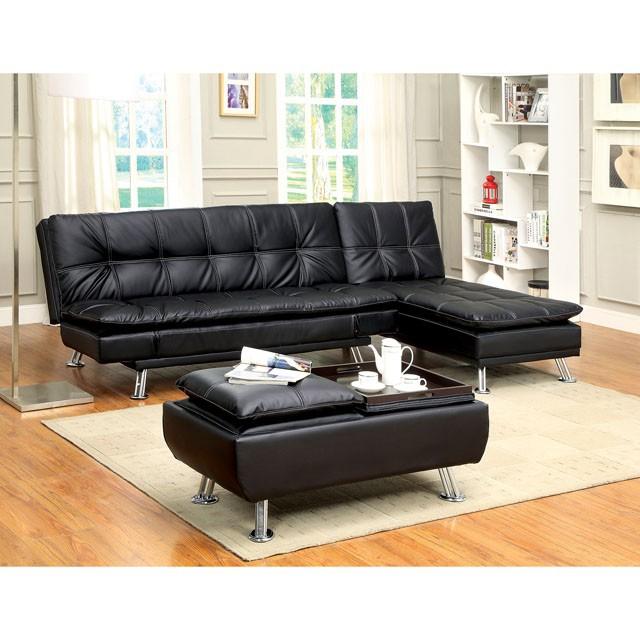  Furniture of America Hauser Leather Look Chaise CM2677BK-CE IMAGE 3