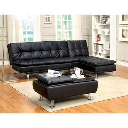 Furniture of America Hauser Leather Ottoman CM2677BK-OT IMAGE 3