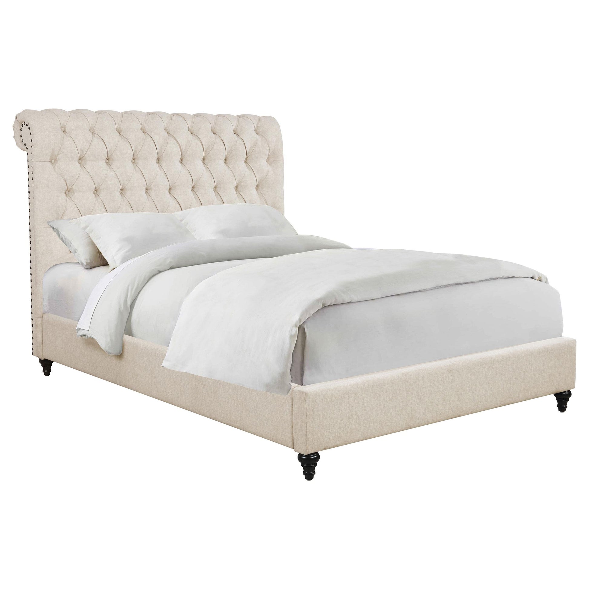  Coaster Furniture Devon 300525F 57-inch Upholstered Full Panel Bed - Beige IMAGE 2