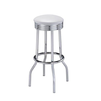 Coaster Furniture Retro 2299W Upholstered Metal Swivel Bar Stool - White (Set of 2) IMAGE 1