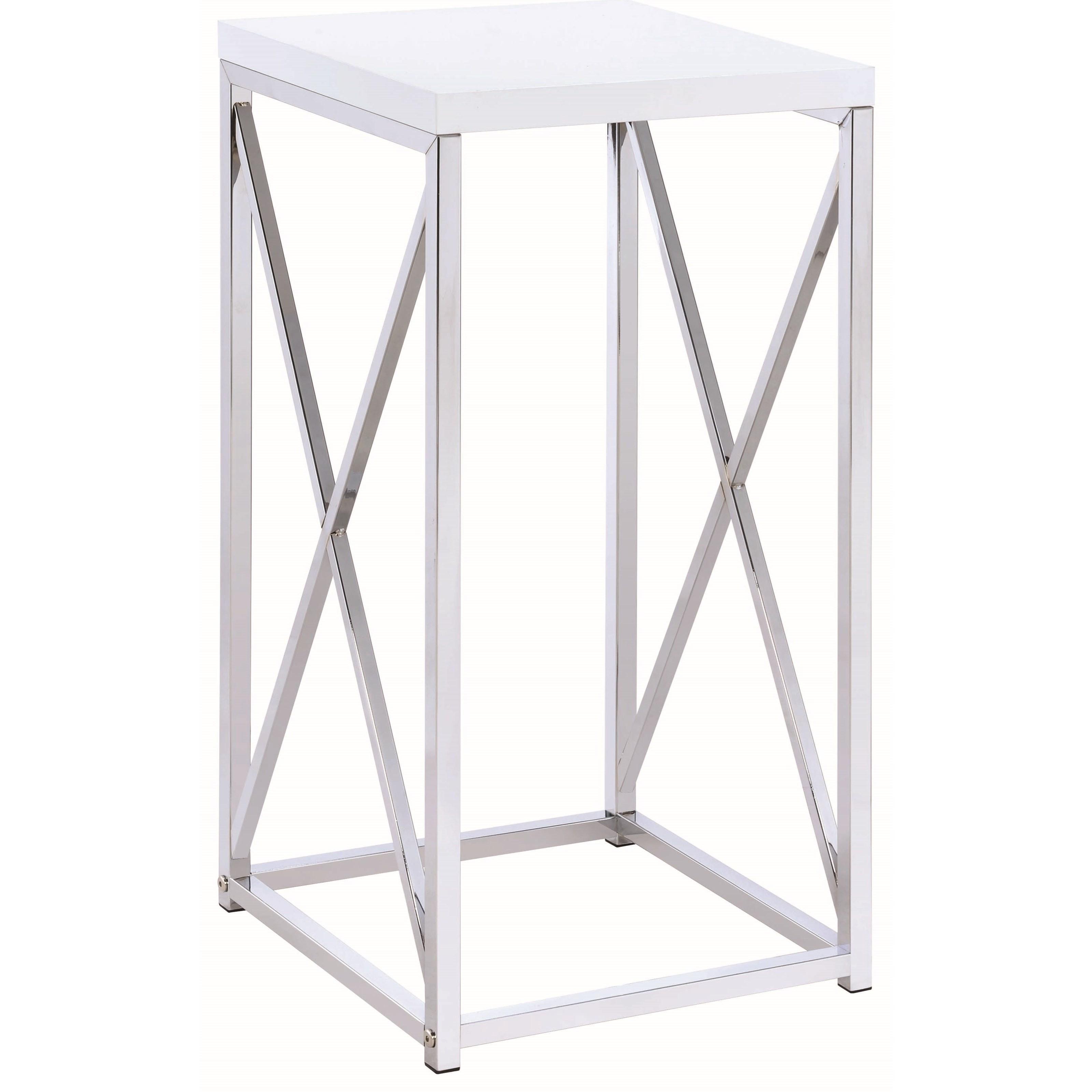 Coaster Furniture Edmund 930014 Square Accent Side Table - White High Gloss and Chrome IMAGE 1