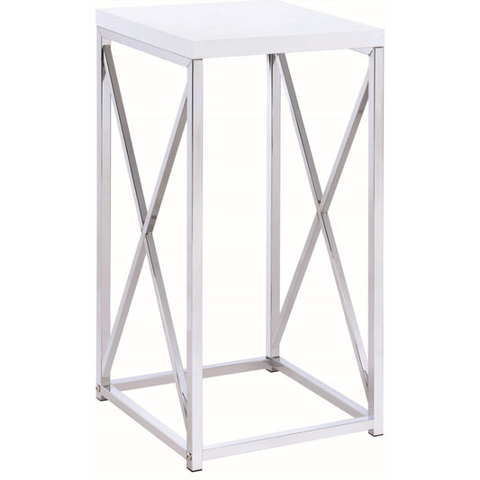 Coaster Furniture Edmund 930014 Square Accent Side Table - White High Gloss and Chrome IMAGE 1