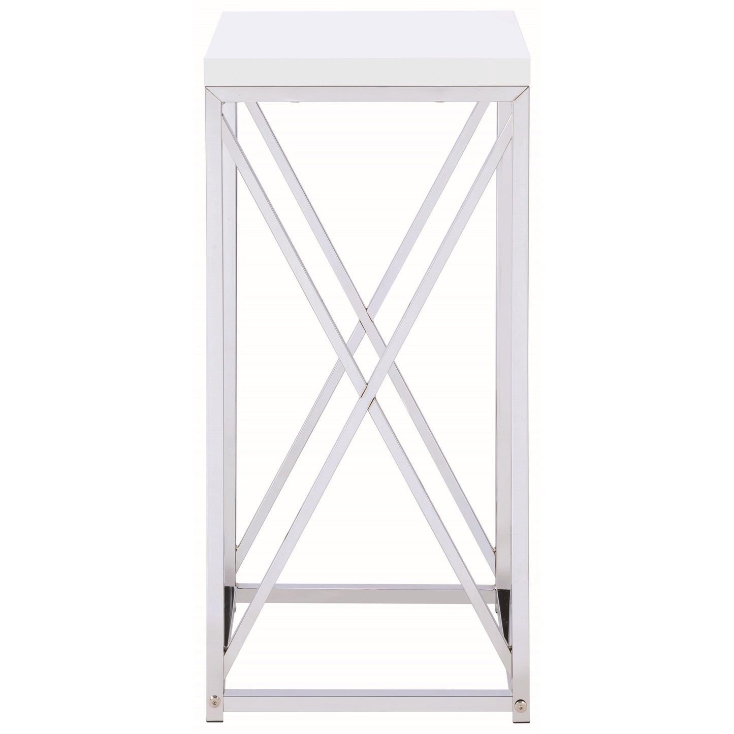 Coaster Furniture Edmund 930014 Square Accent Side Table - White High Gloss and Chrome IMAGE 2