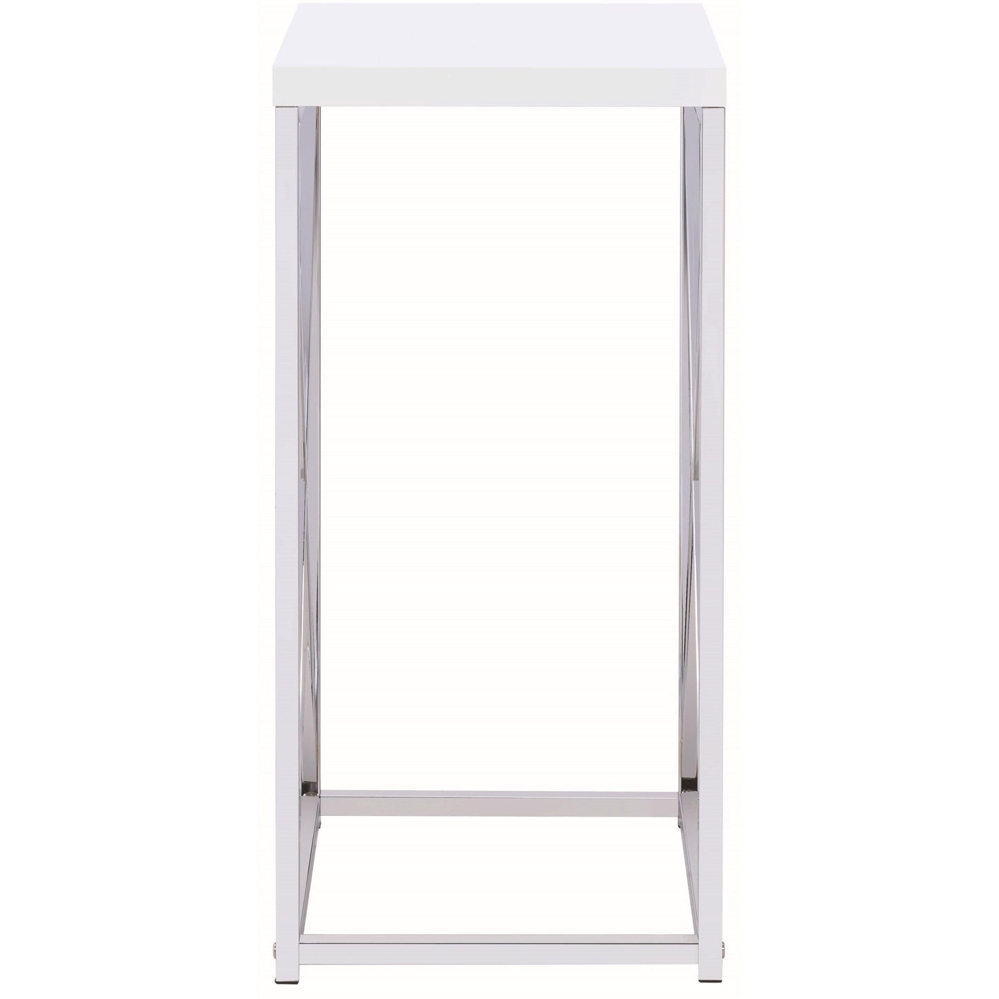 Coaster Furniture Edmund 930014 Square Accent Side Table - White High Gloss and Chrome IMAGE 3