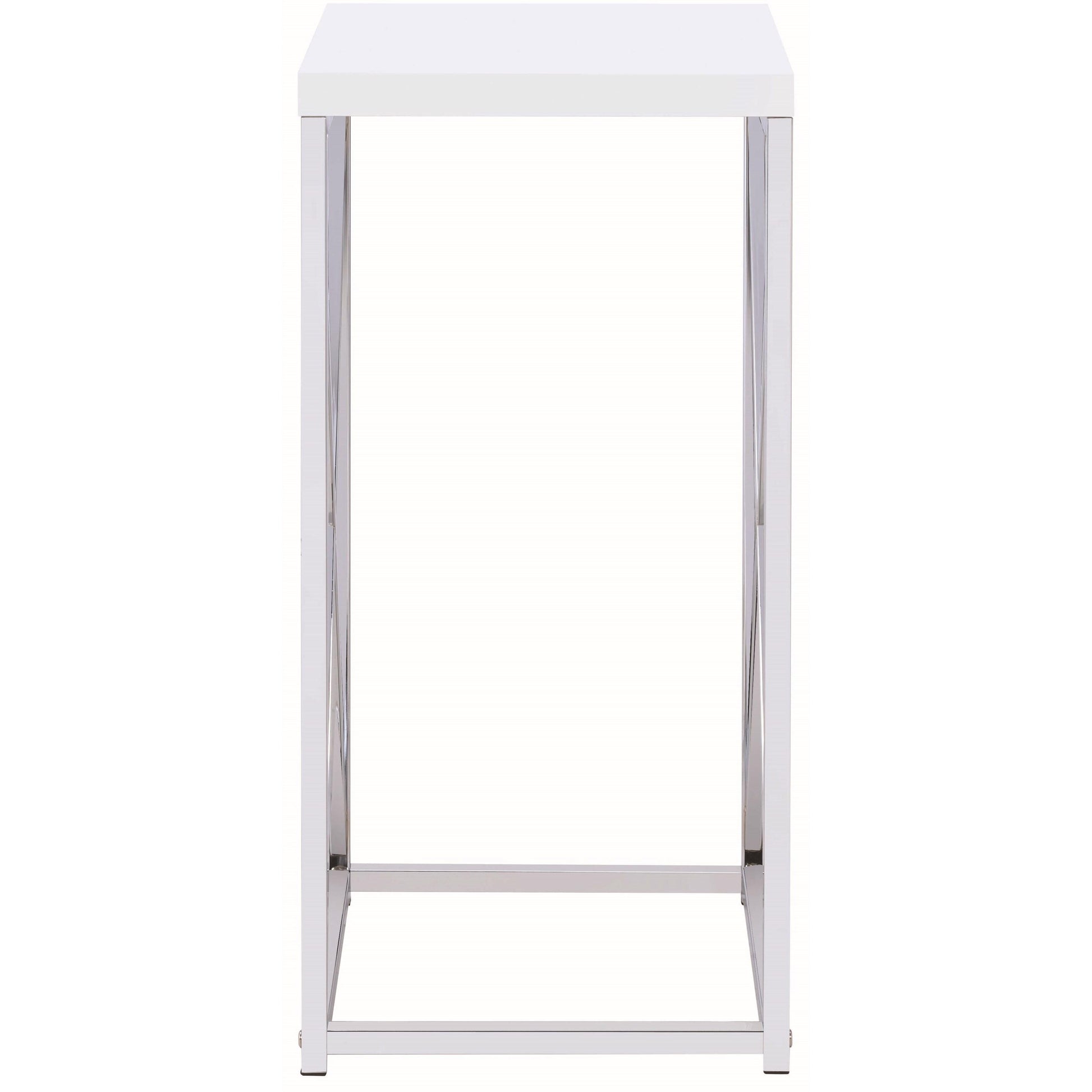 Coaster Furniture Edmund 930014 Square Accent Side Table - White High Gloss and Chrome IMAGE 3