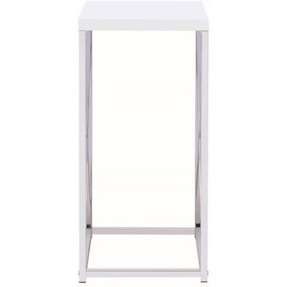 Coaster Furniture Edmund 930014 Square Accent Side Table - White High Gloss and Chrome IMAGE 3